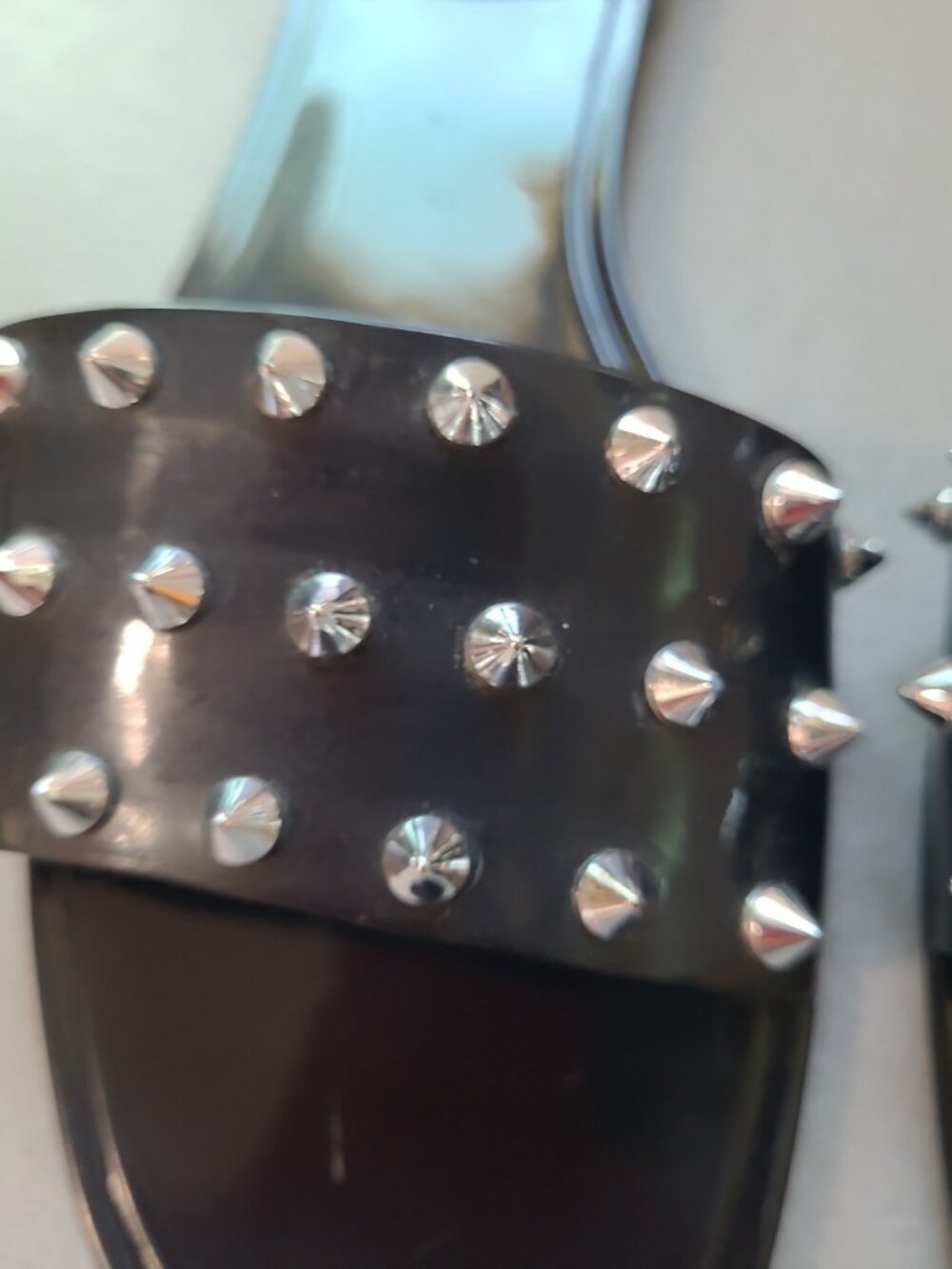 Women's‎ Slide Sandals Size 6 Black Spiked Studded Punk Goth Alternative Slip On - Picture 5 of 10